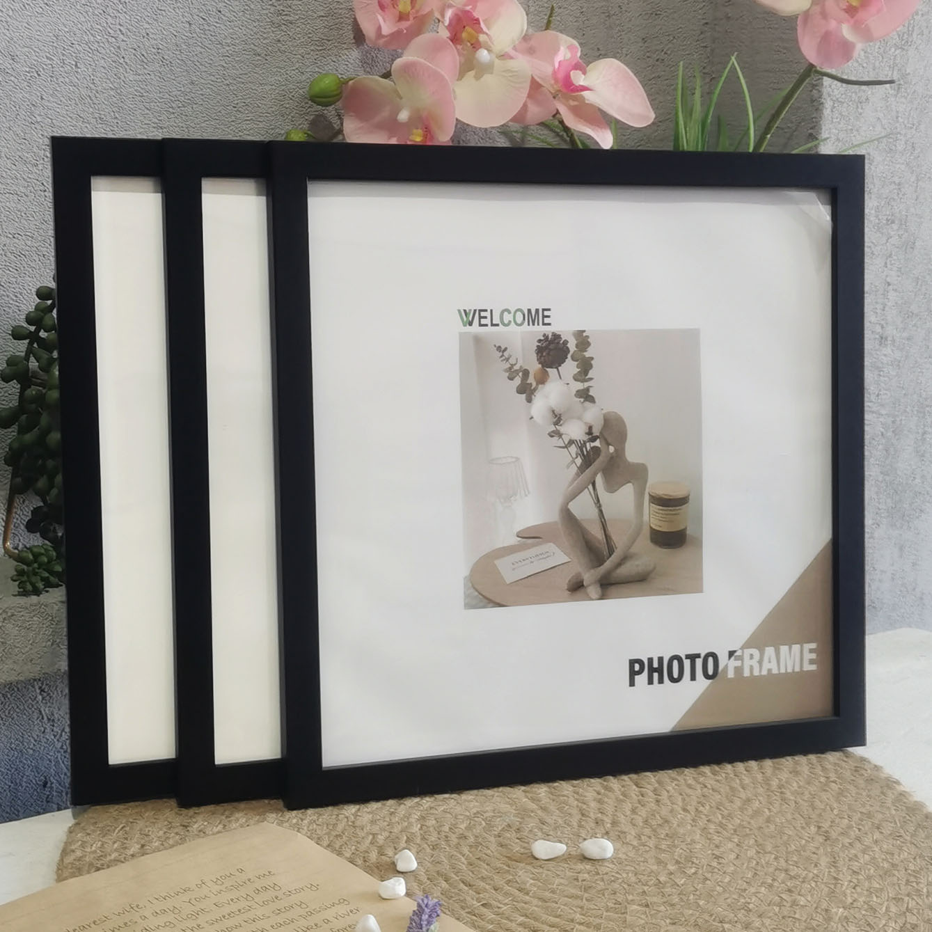 Engraved Wood Frame - 3 шт. деревянные квадратные фоторамки для