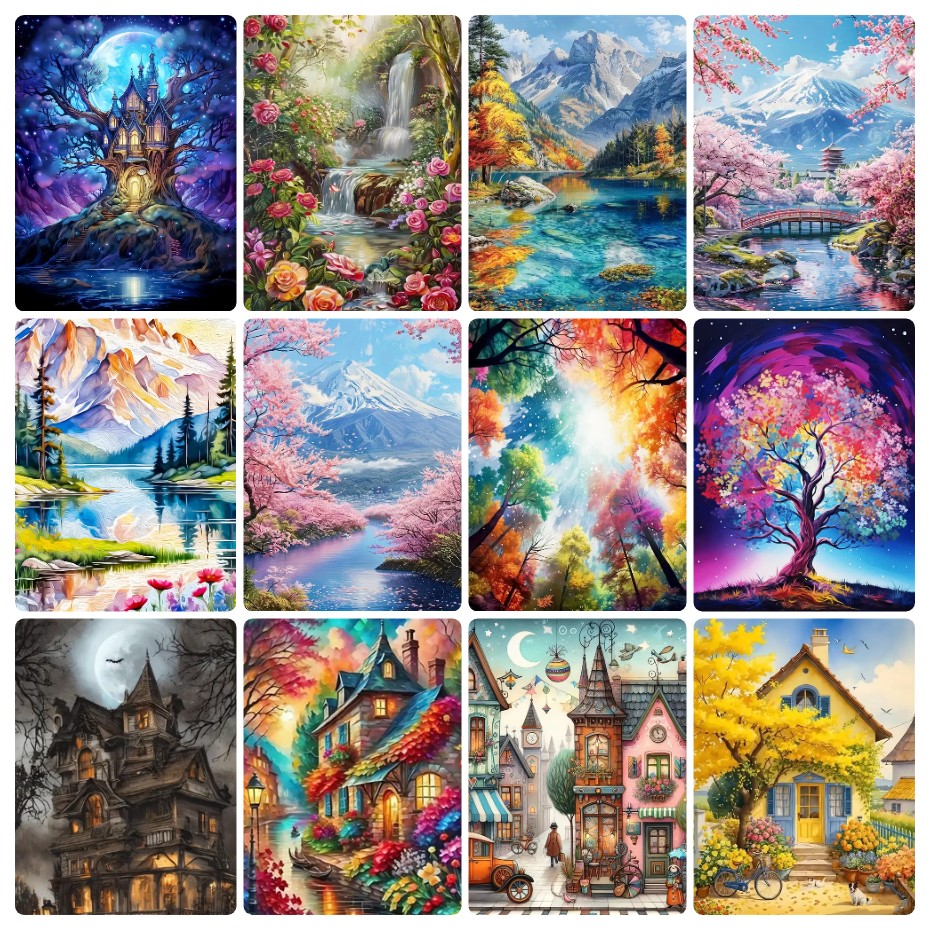 Photo Mosaic Print - 5D алмазная мозаика «Легендарный цветочный пейзаж»